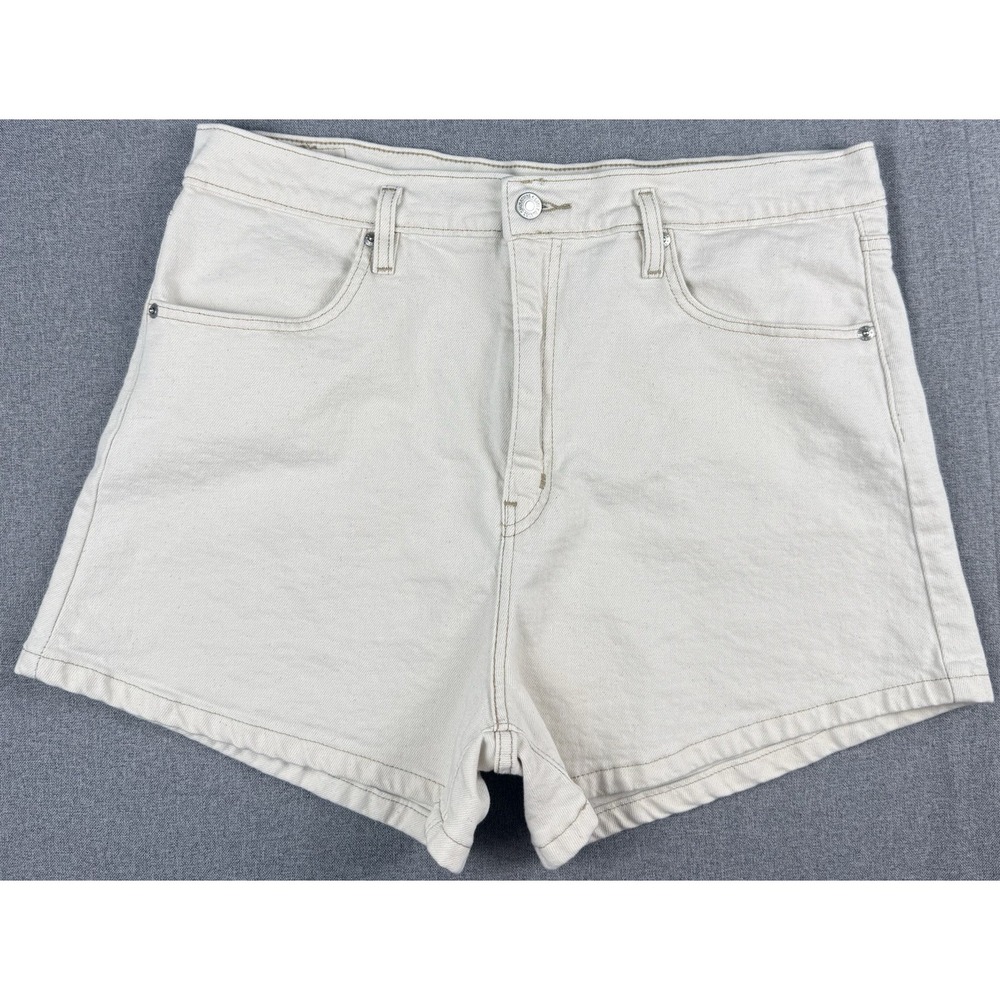 Levi Strauss Signature Vintage High Rise Denim Shorts Womens 14 W32 White 3in